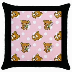 Kawaii Bear Pattern Throw Pillow Case (black) by Nexatart