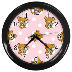 Kawaii Bear Pattern Wall Clocks (black) by Nexatart