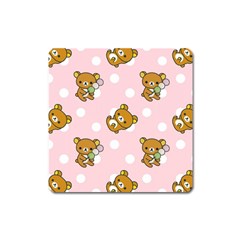 Kawaii Bear Pattern Square Magnet by Nexatart