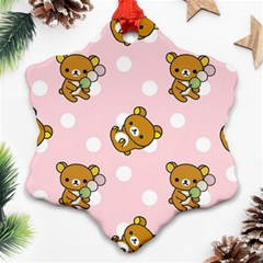 Kawaii Bear Pattern Snowflake Ornament (two Sides) by Nexatart