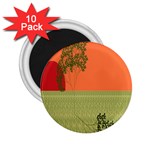 Sunset Orange Green Tree Sun Red Polka 2.25  Magnets (10 pack)  Front