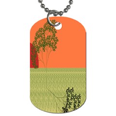 Sunset Orange Green Tree Sun Red Polka Dog Tag (two Sides) by Mariart