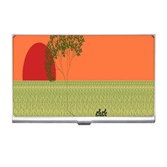 Sunset Orange Green Tree Sun Red Polka Business Card Holders by Mariart