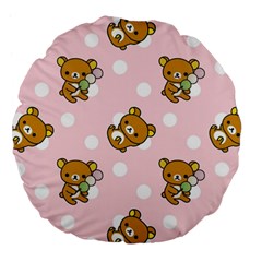 Kawaii Bear Pattern Large 18  Premium Flano Round Cushions by Nexatart