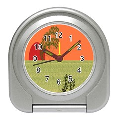 Sunset Orange Green Tree Sun Red Polka Travel Alarm Clocks