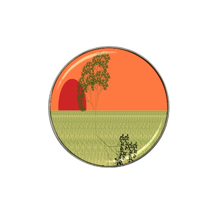 Sunset Orange Green Tree Sun Red Polka Hat Clip Ball Marker (4 pack)