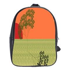 Sunset Orange Green Tree Sun Red Polka School Bags(large)  by Mariart