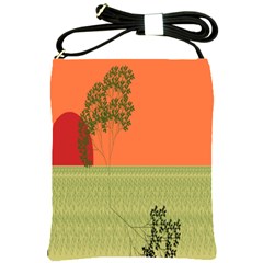 Sunset Orange Green Tree Sun Red Polka Shoulder Sling Bags by Mariart