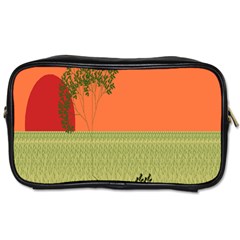 Sunset Orange Green Tree Sun Red Polka Toiletries Bags 2-side by Mariart