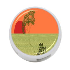 Sunset Orange Green Tree Sun Red Polka 4-port Usb Hub (one Side) by Mariart