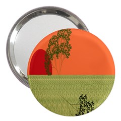 Sunset Orange Green Tree Sun Red Polka 3  Handbag Mirrors by Mariart