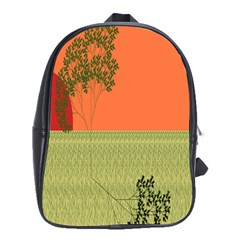 Sunset Orange Green Tree Sun Red Polka School Bags (xl)  by Mariart