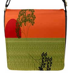 Sunset Orange Green Tree Sun Red Polka Flap Messenger Bag (s) by Mariart