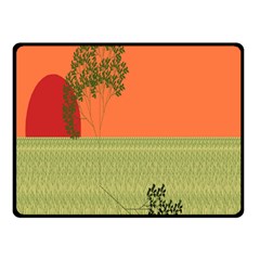 Sunset Orange Green Tree Sun Red Polka Double Sided Fleece Blanket (small)  by Mariart