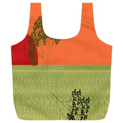 Sunset Orange Green Tree Sun Red Polka Full Print Recycle Bags (l)  by Mariart