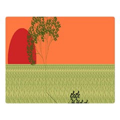 Sunset Orange Green Tree Sun Red Polka Double Sided Flano Blanket (large)  by Mariart