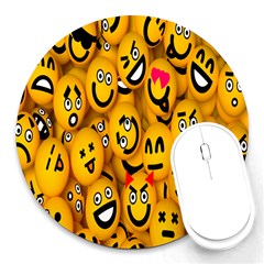 Smileys Linus Face Mask Cute Yellow Round Mousepads by Mariart