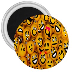 Smileys Linus Face Mask Cute Yellow 3  Magnets by Mariart