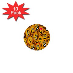 Smileys Linus Face Mask Cute Yellow 1  Mini Buttons (10 Pack)  by Mariart