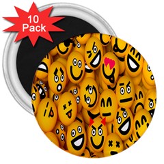 Smileys Linus Face Mask Cute Yellow 3  Magnets (10 Pack)  by Mariart