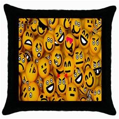 Smileys Linus Face Mask Cute Yellow Throw Pillow Case (black) by Mariart