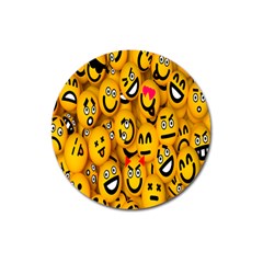 Smileys Linus Face Mask Cute Yellow Magnet 3  (round)