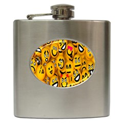 Smileys Linus Face Mask Cute Yellow Hip Flask (6 Oz) by Mariart