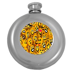 Smileys Linus Face Mask Cute Yellow Round Hip Flask (5 Oz) by Mariart