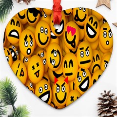 Smileys Linus Face Mask Cute Yellow Heart Ornament (two Sides) by Mariart