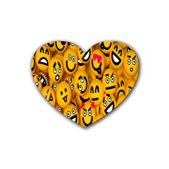 Smileys Linus Face Mask Cute Yellow Rubber Coaster (heart)  by Mariart