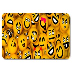 Smileys Linus Face Mask Cute Yellow Large Doormat  by Mariart