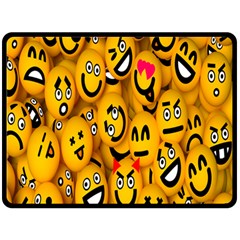 Smileys Linus Face Mask Cute Yellow Fleece Blanket (large)  by Mariart