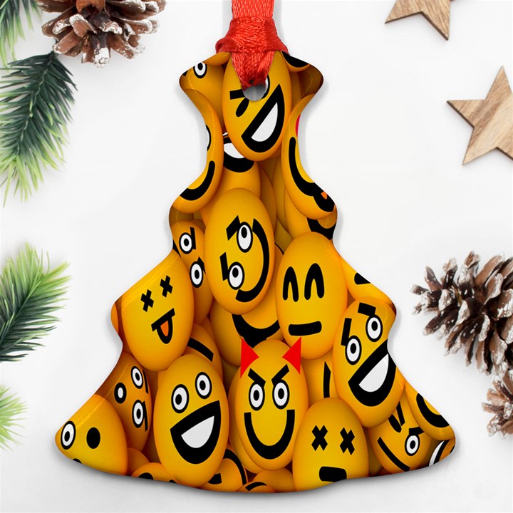 Smileys Linus Face Mask Cute Yellow Christmas Tree Ornament (Two Sides)