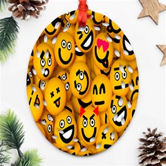 Smileys Linus Face Mask Cute Yellow Ornament (oval Filigree) by Mariart