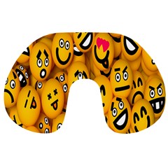 Smileys Linus Face Mask Cute Yellow Travel Neck Pillows by Mariart