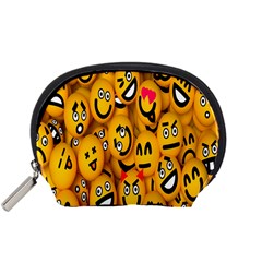 Smileys Linus Face Mask Cute Yellow Accessory Pouches (small)  by Mariart