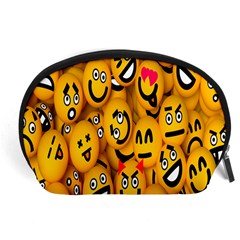 Smileys Linus Face Mask Cute Yellow Accessory Pouches (large)  by Mariart