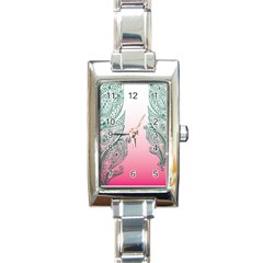 Toggle The Widget Bar Leaf Green Pink Rectangle Italian Charm Watch by Mariart