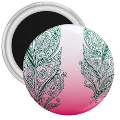 Toggle The Widget Bar Leaf Green Pink 3  Magnets by Mariart