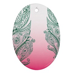 Toggle The Widget Bar Leaf Green Pink Ornament (oval) by Mariart