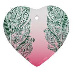 Toggle The Widget Bar Leaf Green Pink Ornament (heart) by Mariart