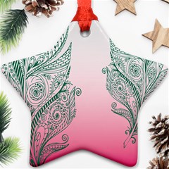 Toggle The Widget Bar Leaf Green Pink Ornament (star) by Mariart