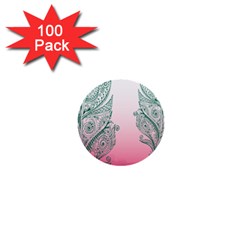 Toggle The Widget Bar Leaf Green Pink 1  Mini Buttons (100 Pack)  by Mariart