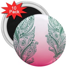 Toggle The Widget Bar Leaf Green Pink 3  Magnets (10 Pack) 