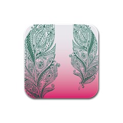 Toggle The Widget Bar Leaf Green Pink Rubber Square Coaster (4 Pack)  by Mariart