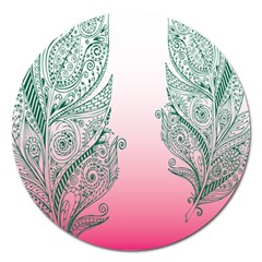 Toggle The Widget Bar Leaf Green Pink Magnet 5  (round) by Mariart