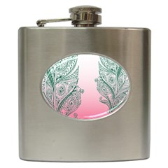 Toggle The Widget Bar Leaf Green Pink Hip Flask (6 Oz) by Mariart