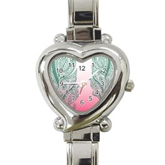 Toggle The Widget Bar Leaf Green Pink Heart Italian Charm Watch by Mariart