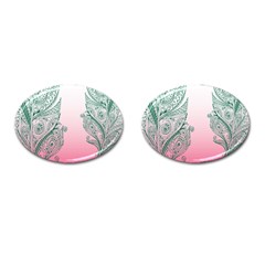 Toggle The Widget Bar Leaf Green Pink Cufflinks (oval) by Mariart