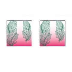 Toggle The Widget Bar Leaf Green Pink Cufflinks (square) by Mariart